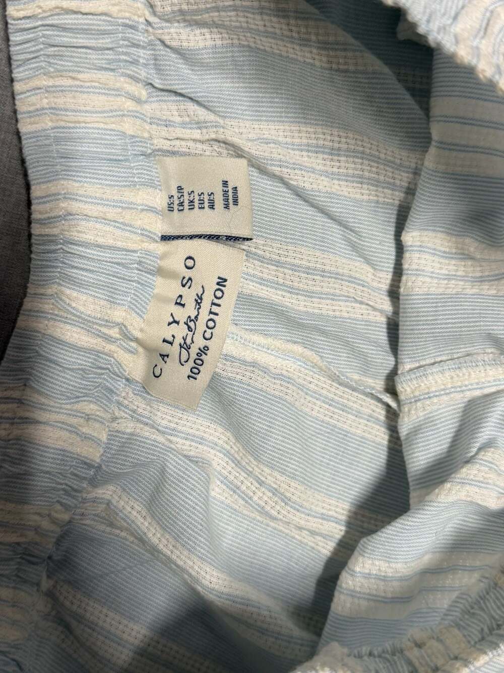 Calypso St. Barth Blue & White Striped Cotton Pajama Set, Size S - Picture 2 of 5